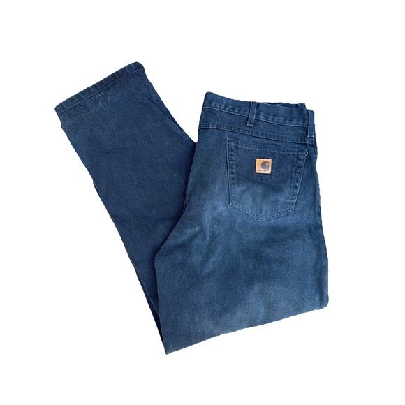 VINTAGE Carhartt Jeans Men 38x36 Black Denim Made USA 90s B177 BLK - Picture 1 of 6